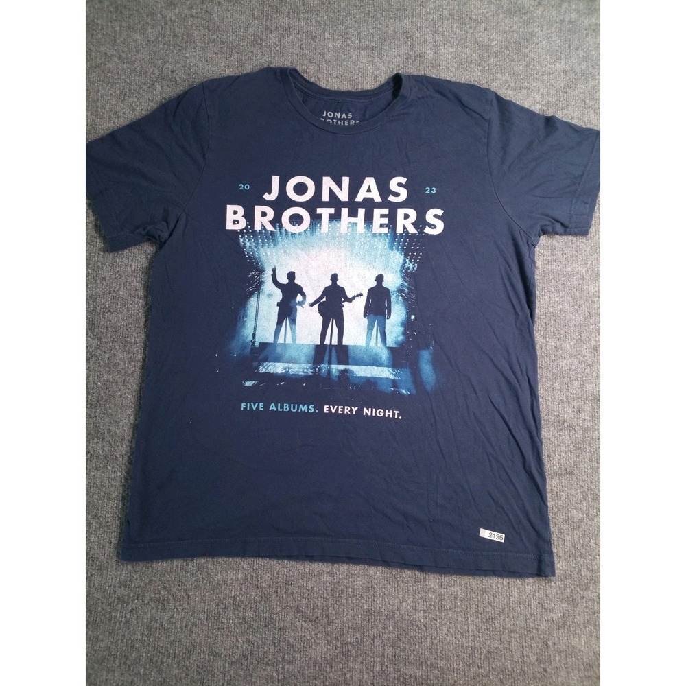 The Jonas Brothers 2023 Tour Five Albums One Night T-Shirt Adult Size XL Blue
